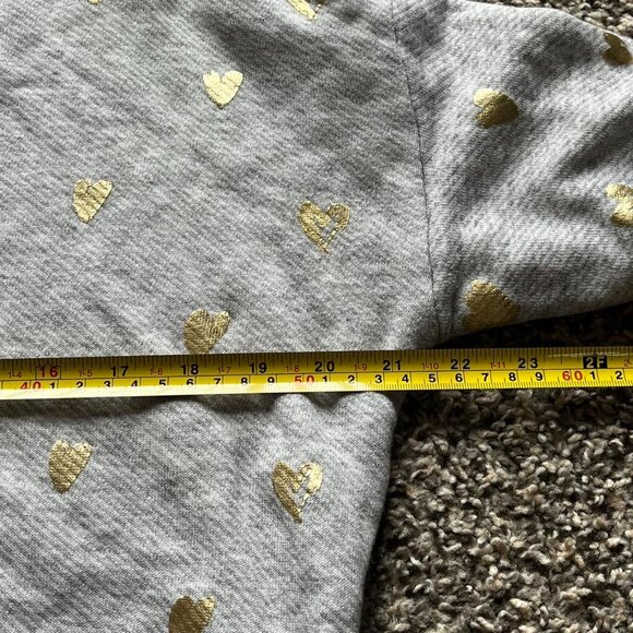 J Crew Sweatshirt Womens Small Gray w/Gold Hearts 100% Cotton Crewneck - Picture 8 of 8